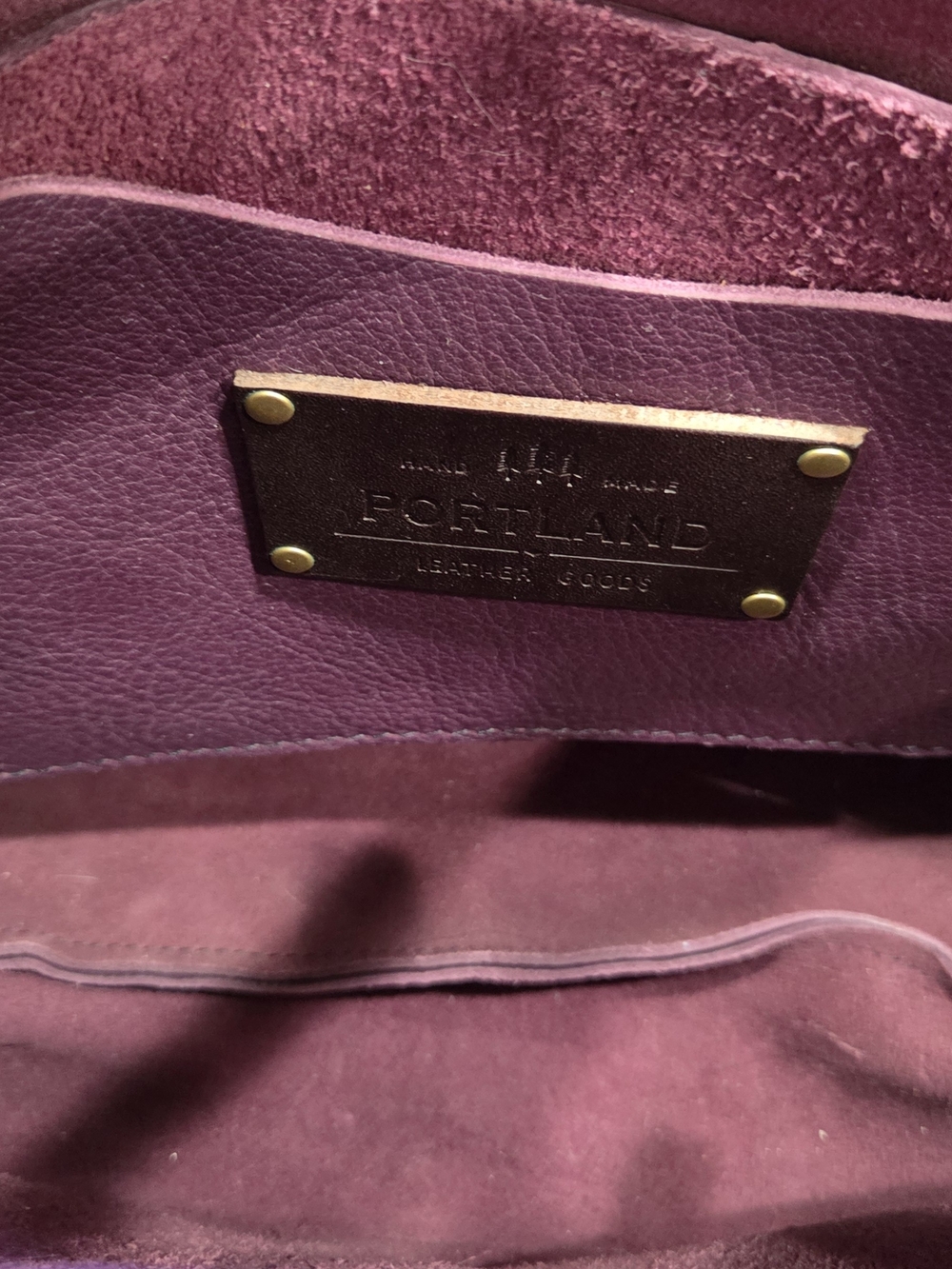 Portland Leather Plum Tote with Dark Brown Straps - Picture 4 of 5